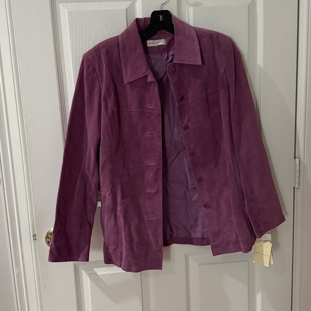 NWT Lord and Taylor Rich Purple leather Blazer NWT